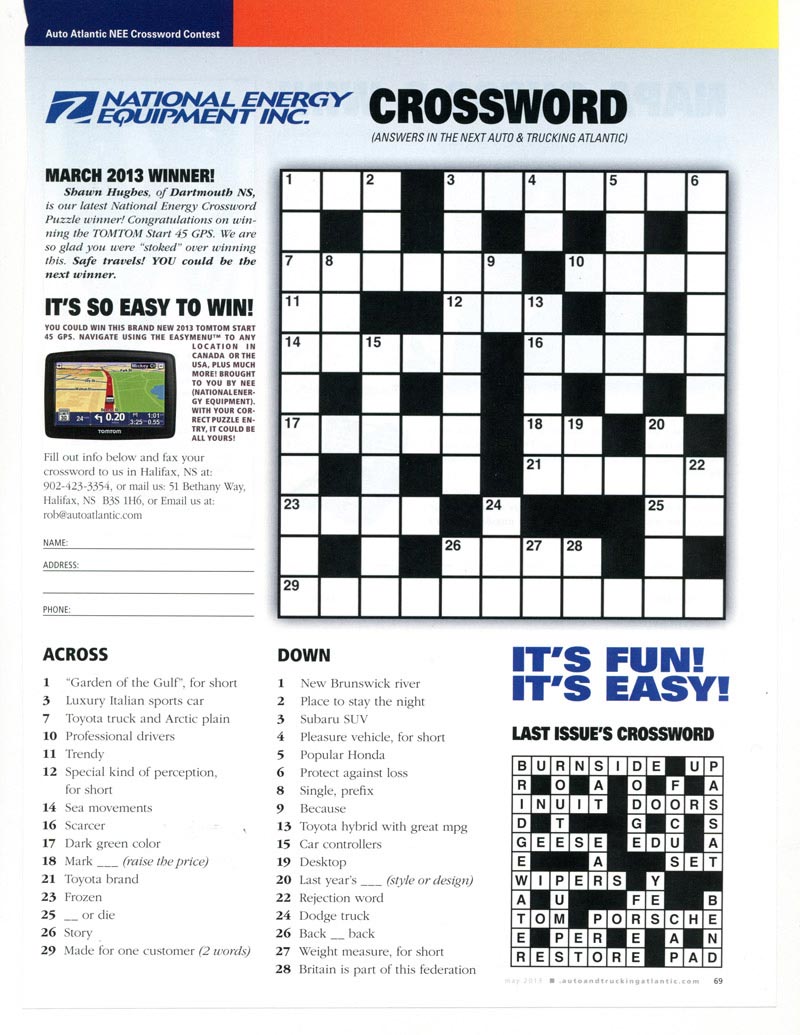 Automobile Theme Crosswords